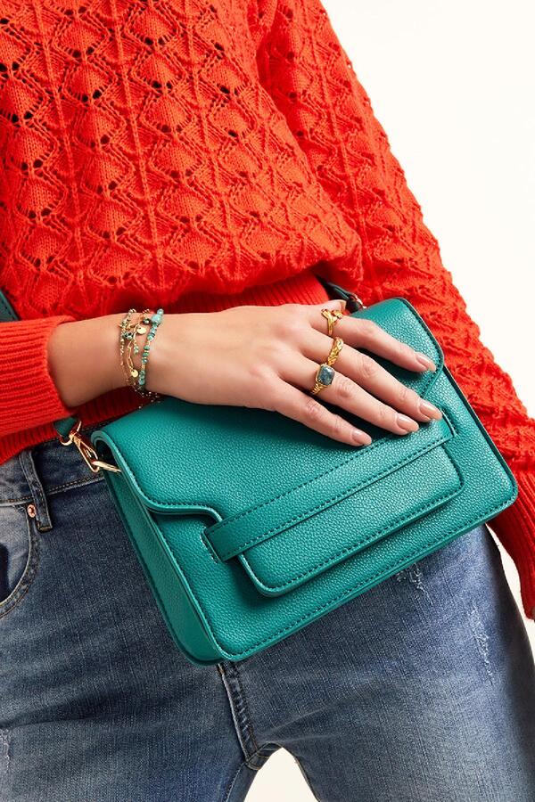 PU leather bag with front closure Green